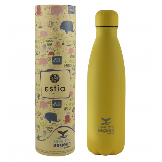 Estia Travel Flask Save The Aegean | Yellow burnt 0.5lt Estia Travel Flask Save The Aegean | Yellow burnt 0.5lt