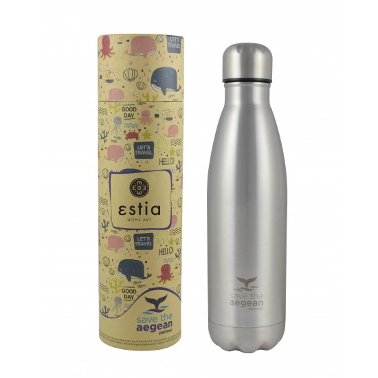 Estia Travel Flask Save The Aegean | Nickel 0.5lt Estia Travel Flask Save The Aegean | Nickel 0.5lt