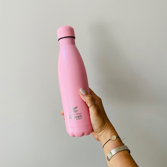 Estia Travel Flask Save The Aegean | Pink Matte 0.5lt Estia Travel Flask Save The Aegean | Pink Matte 0.5lt