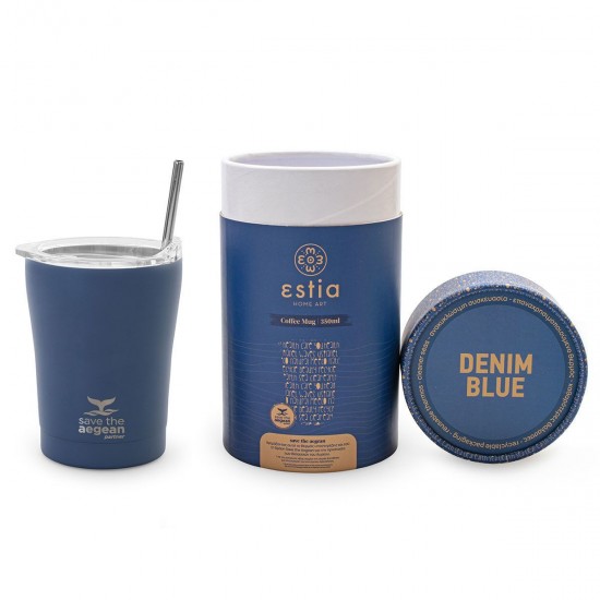 Estia Coffee Thermo Mug  Save The Aegean Denim Blue 350ml