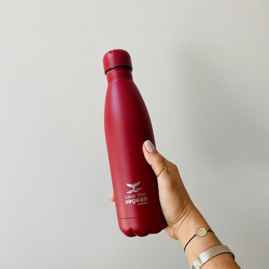 Estia Travel Flask Save The Aegean | Red Matte 0.5lt Estia Travel Flask Save The Aegean | Red Matte 0.5lt