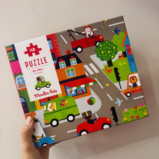 Moulin Roty Puzzle 48 pcs - In Town - Les Popipop 4+