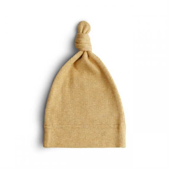 Mushie Ribbed Baby Beanie Mustard melange Mushie Ribbed Baby Beanie Mustard melange