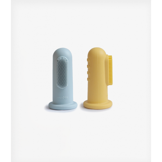 Mushie Finger Toothbrush Blue/Pale Daffodil Mushie Finger Toothbrush Blue/Pale Daffodil