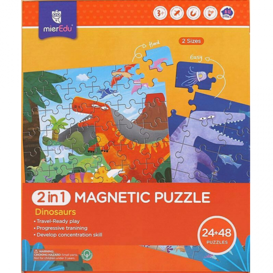 Mieredu Magnetic Puzzle WITH ΒΟΧ 2ΙΝ1 DINOSAURS