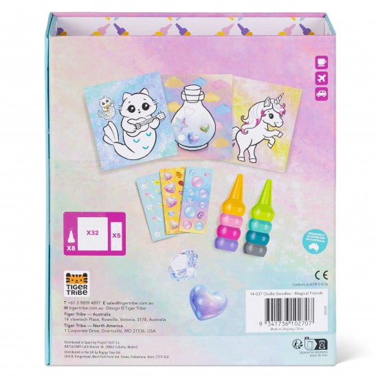 Tiger Tribe Set Wax Crayons and Activity Book Oodle Doodles Magical Friends 12m+